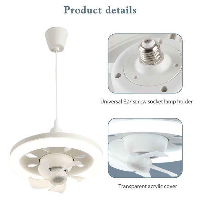 Ventilador Luz Mando a distancia Cabezal 48/60W Techo Vibrante Portalámparas E27 3 velocidades (E) Wdftyju Libre de BPA