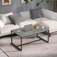 thumbnail image 3 of Wisfor Sintered Stone Rectangle Coffee Table Living Room Cocktail Table with Solid Metal Base,Grey, 3 of 11