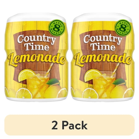 (2 pack) Country Time Lemonade Powdered Drink Mix, 1 Canister, for Flavorful Hydration and Shareable Refreshment, Naturally Flavored with Other Natural Flavor, No Artificial Sweeteners or Flavors, 19 oz