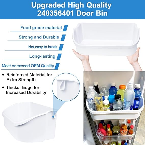 [2 Pack] 240356401 White Refrigerator Door Bin Compatible with Frigidaire – Replacement Door Shelf for FFSS2614QS4A, FFHS2611PFEA, FFHS2622MSYA