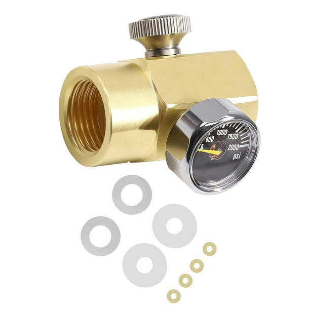 Adaptador para cilindro de CO2 de botella de recarga de refresco con manómetro de 2000 PSI TR21 4 a CGA320