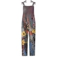 thumbnail image 2 of SBYOJLPB Women's Casual Sleeveless Spaghetti Strap Floral Print High-Waisted Wide-Leg Jumpsuit Dark Gray M, 2 of 4