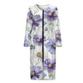 thumbnail image 4 of Xoenoiee Purple Daisy Flower Print Women's Long House Dress Zipper Loungewear Long Sleeve Zip Up Robes Full Length Sleepwear Nightgown with Pockets, Size L, 4 of 7