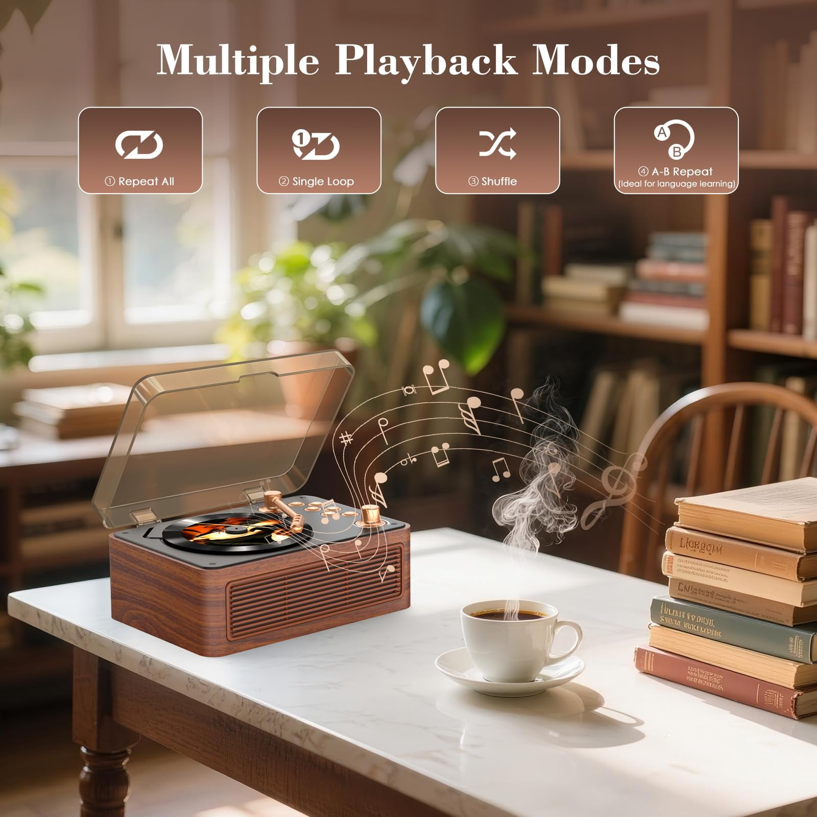 Qoosea CD Player Portable Bluetooth, CD Players for Home with Speakers Remote Control, Retro CD Player Support USB/AUX Playback Headphone Jack Radio
