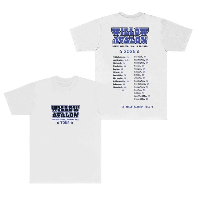 Willow Avalon Southern Belle Raisin Hell Tour 2025 T-Shirts Manches Courtes Unisexe Col Rond
