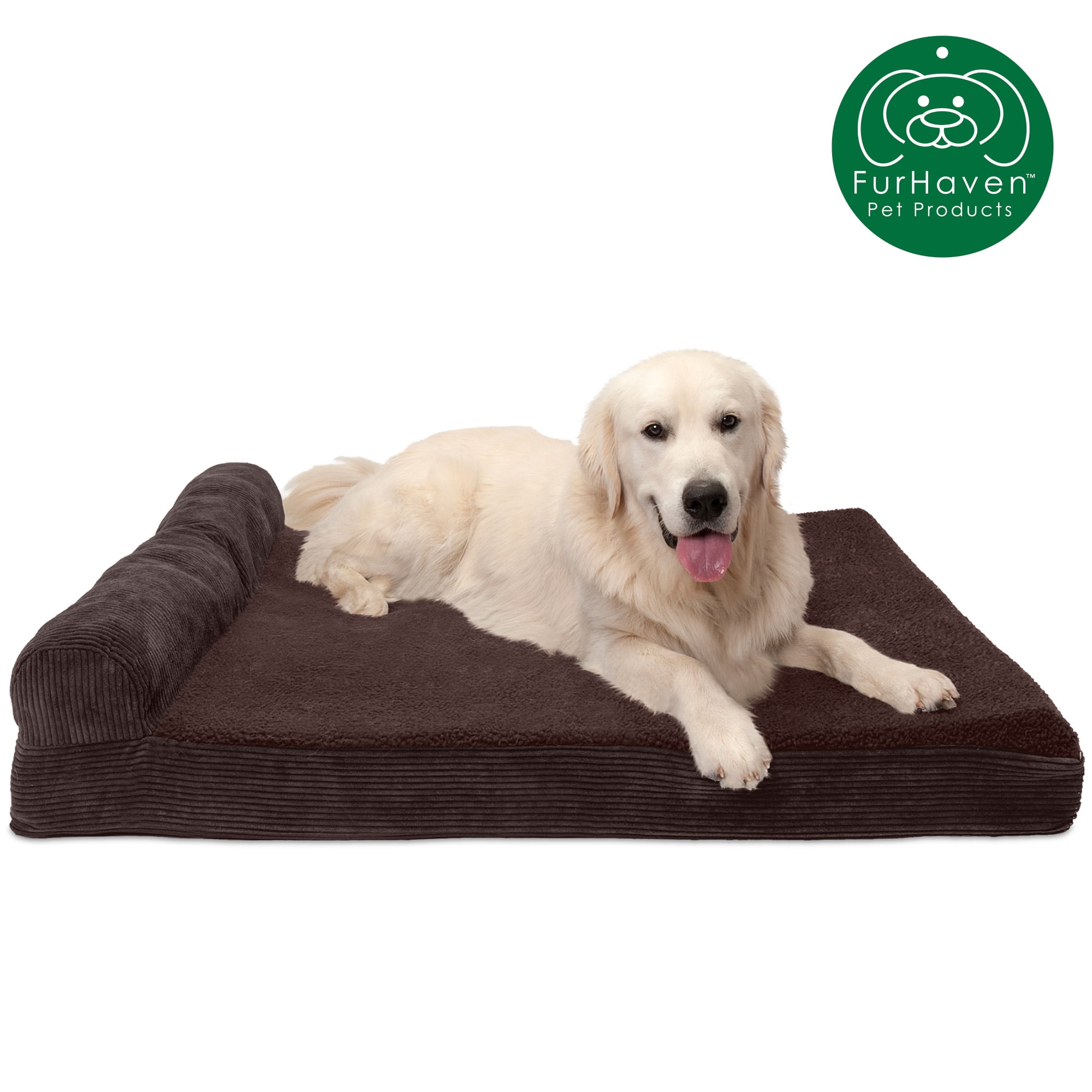 FurHaven Pet Dog Bed Cooling Gel Memory Foam Orthopedic Faux Fleece
