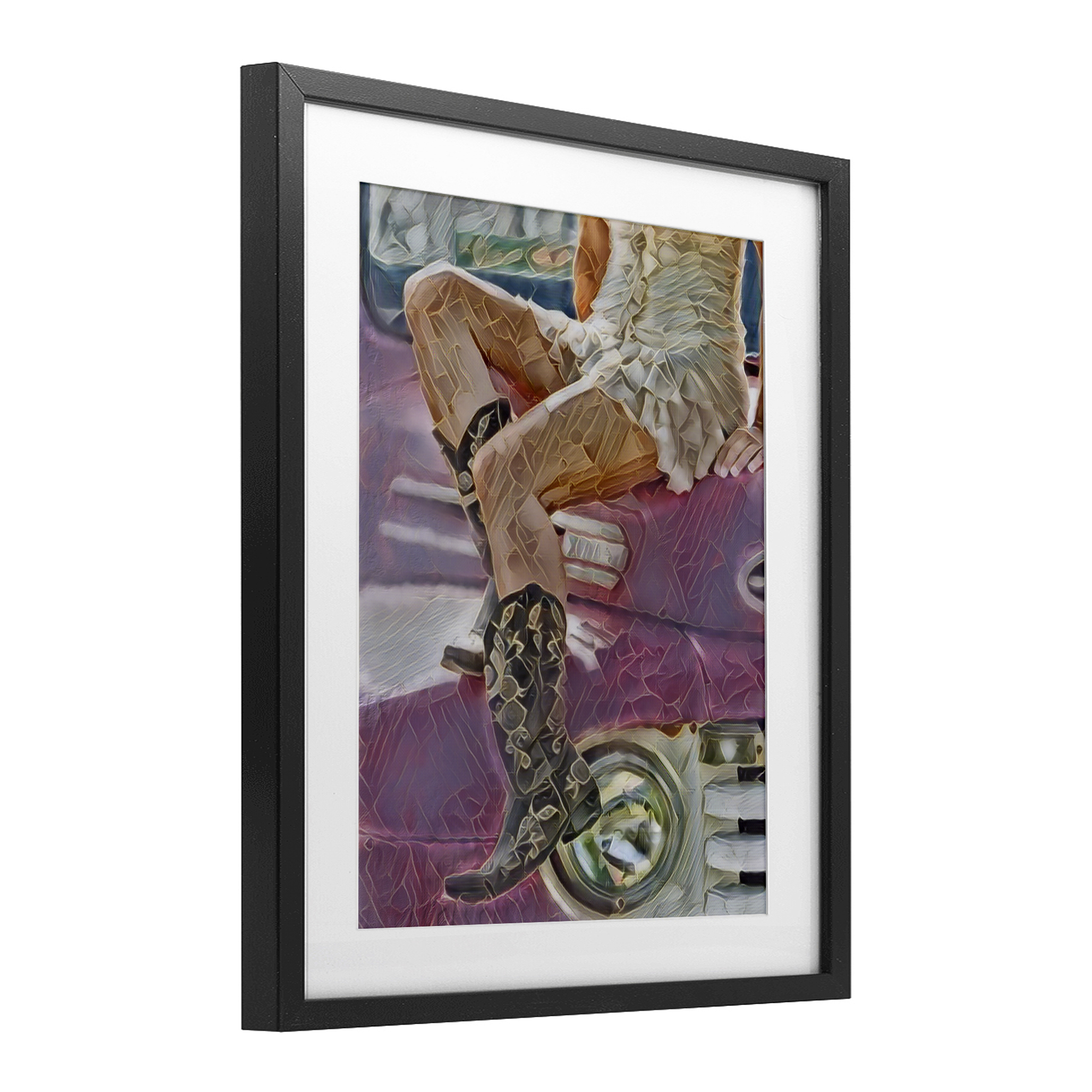 Romantic Westerns Cowgirl Black Framed Print Under Glass, design by Jesse Keith
