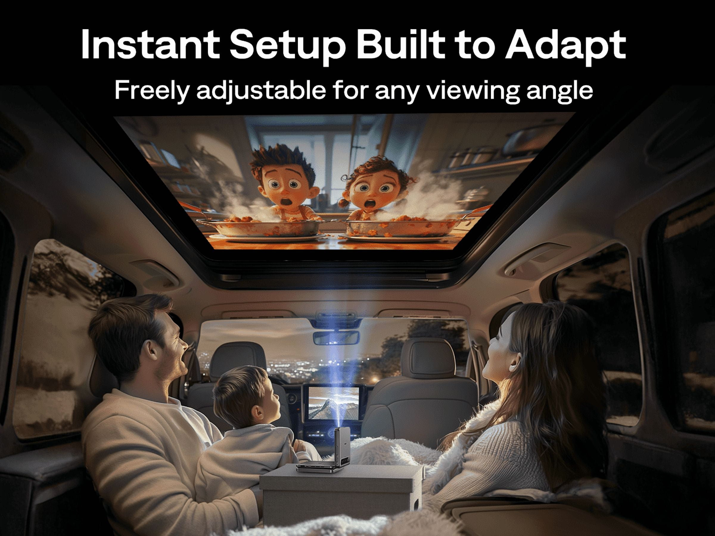 Aurzen ZIP Tri-Fold Portable Mini DLP Projector, Pocket-Sized, Instant Focus, 5H Battery | 5,000mAh Fast Charging, Zero-Lag Screen Mirroring, Full-Screen Display for Indoor/Outdoor Movies,Grey
