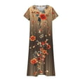thumbnail image 4 of Levmjia Women Summer Casual Dress Short Sleeve V Neck Floral Comfortable Polyester Spandex Stretchy Flowy Beach Vacation Multi Colors Available, 4 of 5