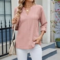 thumbnail image 3 of SNKSDGM Casual Easter Shirts Tops for Women Plus Size Women's Dressy Casual Blouses Roll up 3/4 Sleeve V Neck Spring Tops Trendy Business Work Shirts Short Sleeve Shirts for Women Cotton Fitted, 3 of 8