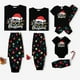 thumbnail image 1 of Conjuntos de pijamas de manga corta con estampado de letras navideñas y bombillas festivas a juego para toda la familia (resistentes al fuego), 1 of 5