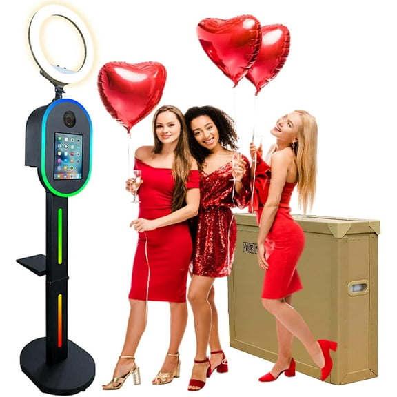 RXFSP Photo Booth for iPad 10.2"-12.9" & Camera Dual-Use Photo Booth Machine with RGB Ring Light, Music Sync, APP Control for Weedding Party Rental