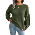 thumbnail image 2 of Suéter de Punto Liso para Mujer, Informal, de Larga Tipo Farol, con Cuello Redondo Verde S, 2 of 10