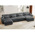 thumbnail image 5 of Aurlrtil 166" 4 Seater Modular Sectional Sofa, Large Shaped Sectional Fluffy Couch, Velvet Cloud Couch with 2 Ottoman, Deep Seat Sofas for Living Home, 5 of 9