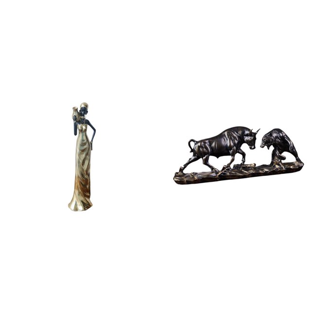 Figura de mujer africana,Estatua artesanal de una dama tribal africana,hecha a mano,para cafetería.,Estatua de escritorio,Estatua decorativa de figura de lucha de toro y oso,Colección de