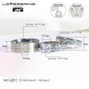 His and Hers Wedding Ring Sets Couples Rings 10kt White Gold Plated White Cz Titanium band