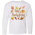 thumbnail image 3 of Inktastic Happy Thanksgiving Fall Leaves in Autumn Colors Long Sleeve Youth T-Shirt, 3 of 5