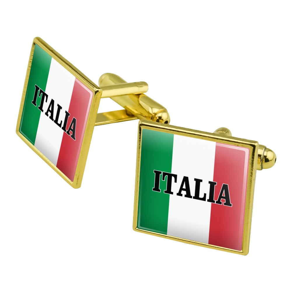 Italia Italy Italian Flag Square Cufflink Set Silver or Gold
