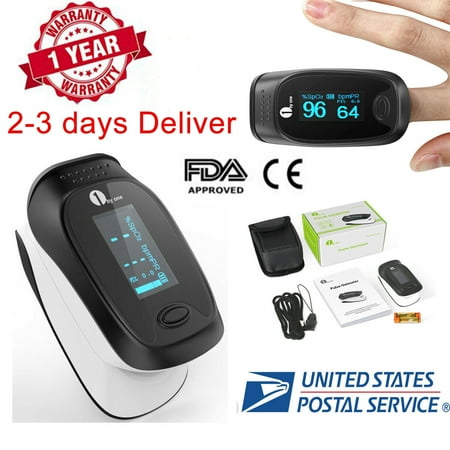 Digital Pulse Analyzer 1byone Portable Fingertip Pulse Oximeter Instant Read Digital Pulse Oximeter Finger Monitor with OLED Display Screen, Carry Case, Lanyard and Batteries ()