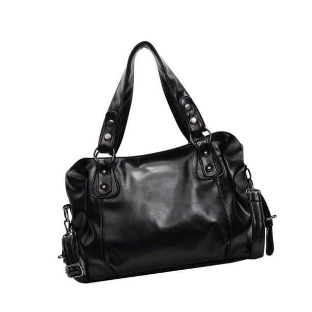 Bolso bandolera de piel sintética para mujer, ideal para viajes, vacaciones y desplazamientos. Negro