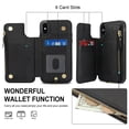 thumbnail image 7 of Wallet Case for Apple iPhone XS Max, with Crossbody Shoulder Strap & Hand Wrist Cards Holder Zipper Pocket Stand Feature Full Protective Shockpoof Phone Case for iPhone XS Max, Black, 7 of 7