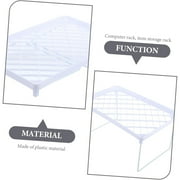 Stackable Plastic Kitchen Storage Shelf Foldable Rack - White Kitchen Cabinet Organizer and Storage Shelves Stackable Expandable Storage Racks for Counter Cabinet Pantry