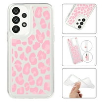 Feishell Case For Samsung A23 5G Cute Leopard Print Pattern Soft TPU Rubber Bumper Shockproof Anti-Scratch Slim Phone Cover Support Wireless Charging For Samsung Galaxy A23 5G, Pink