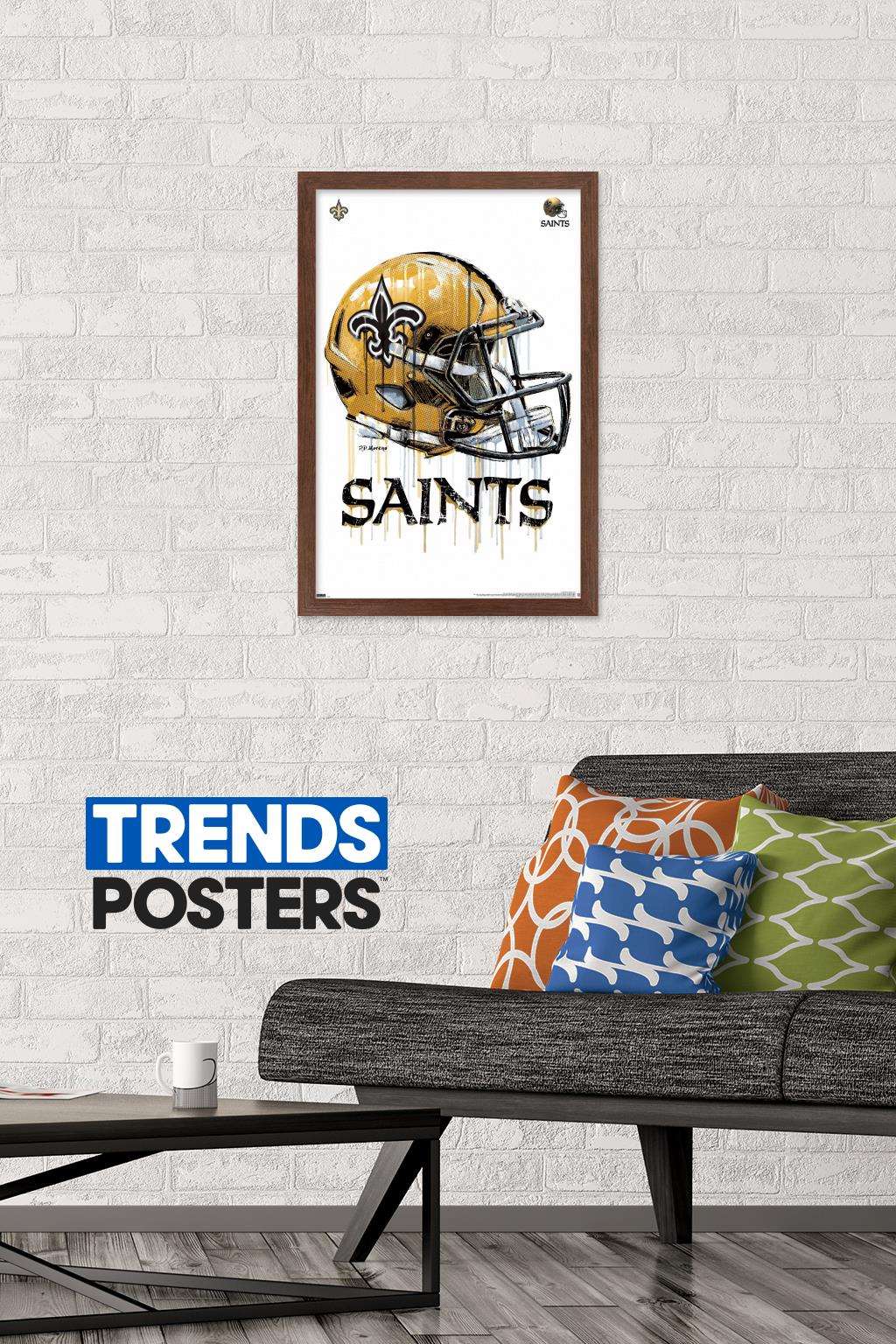 NFL New Orleans Saints - Drip Helmet 20 Wall Poster, 14.725" x 22.375", Framed