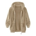 thumbnail image 6 of Abcomgle Winter Coats for Girls 7/8 Full Zip Sherpa Girls Jacket Fleece Hooded Teddy Sweatshirt for Girls Winter Warm Fuzzy Sweater for Girls with Pockets,11-12Y,Khaki, 6 of 6
