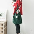 thumbnail image 4 of Bolso de lona Bolso de pana para mujer Cartera bandolera de lona, bolsillo interior Verde oscuro+marrón claro, 4 of 5