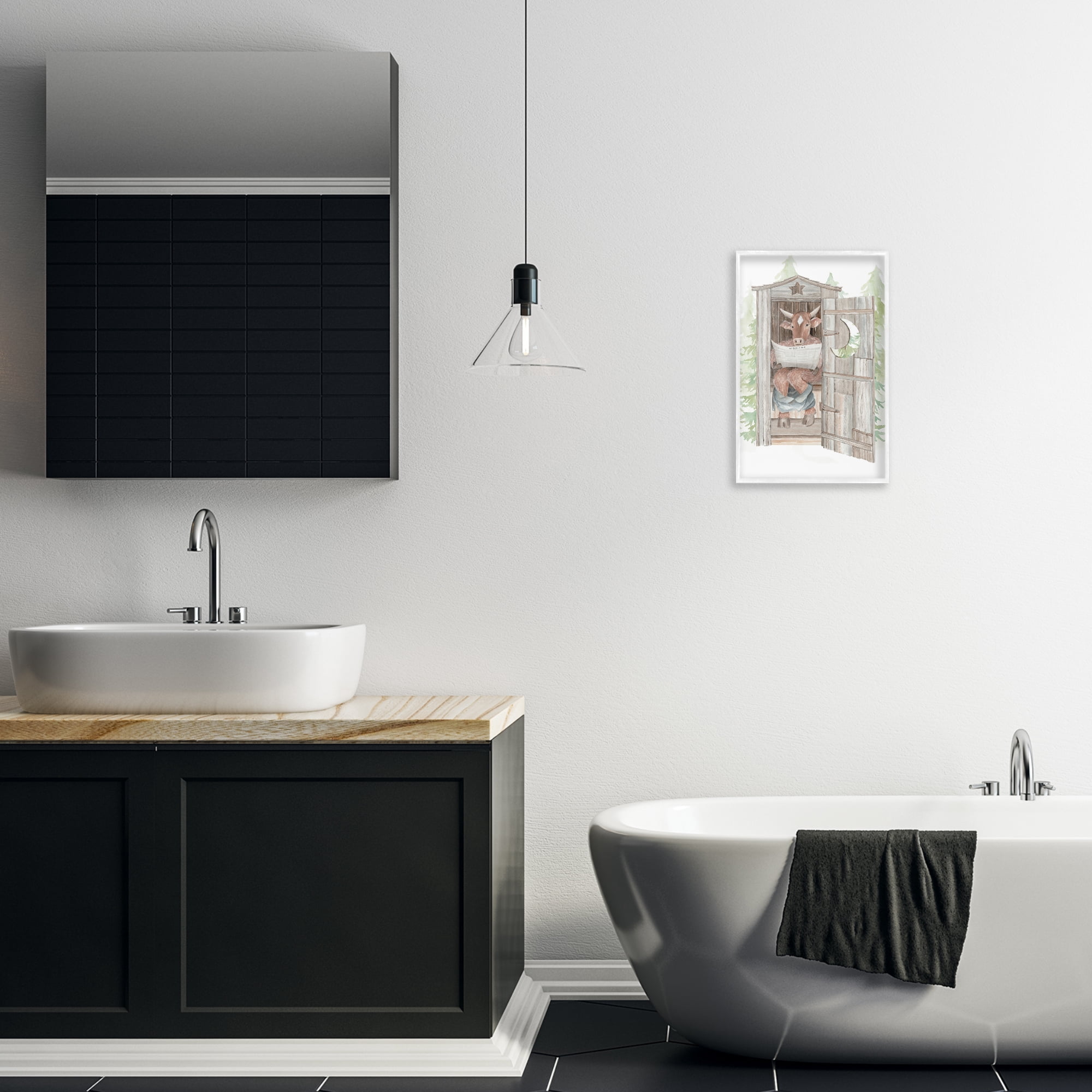 Stupell Industries Daily Moo Outhouse Reading White Framed Giclee Art, design by Cindy Jacobs