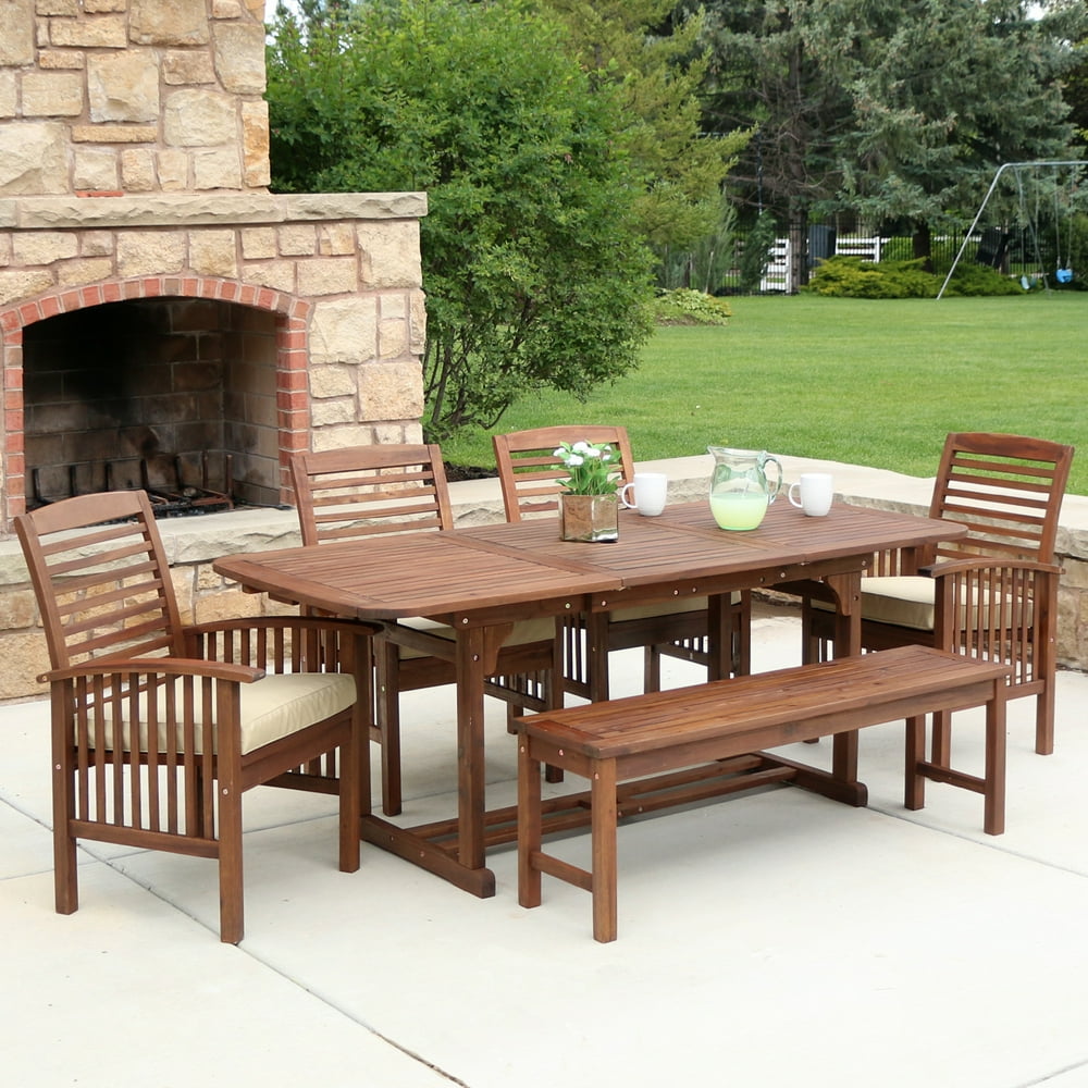 Manor Park 6Piece Outdoor Patio Dining Set with Cushions, Dark Brown