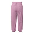 thumbnail image 5 of Qulqfy Petite Women's Pants Casual Purple Chinos High Waisted Lounge Solid Color Capris Joggers Women S, 5 of 5