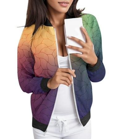

Hwmodou Women s Casual Jackets Short Sleeve Coat Comfortable Daily Lightweight Zip Up Floral Print Coat Stand Collar Sports Outwear Jackets For Women