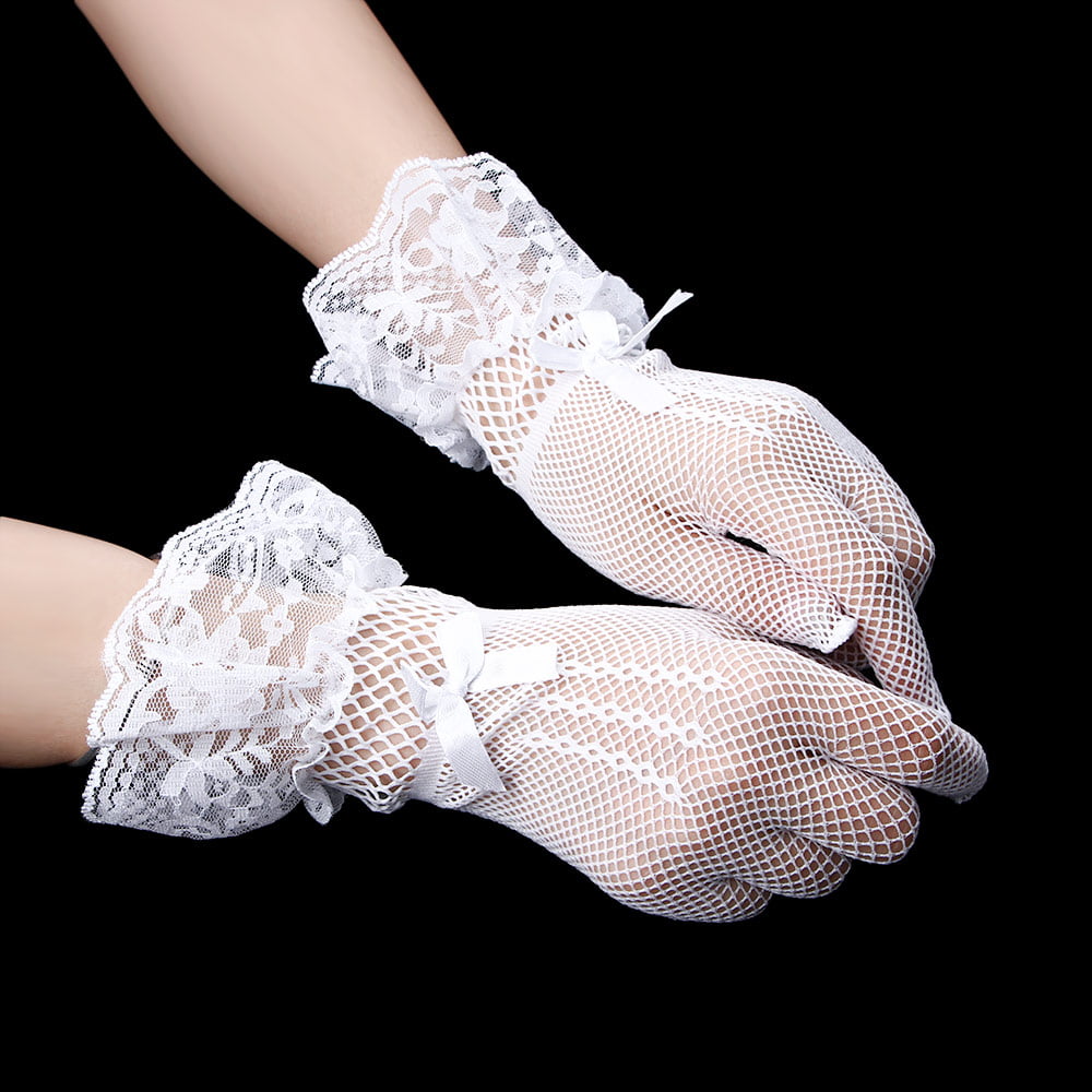 Lady Lace Gloves Elegant Summer Gloves for Wedding Dinner Fishnet Design 