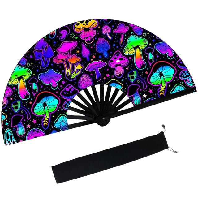 Ventilador plegable Hand Rave dmjuncong grande con bolsa de ventilador de 65 cm
