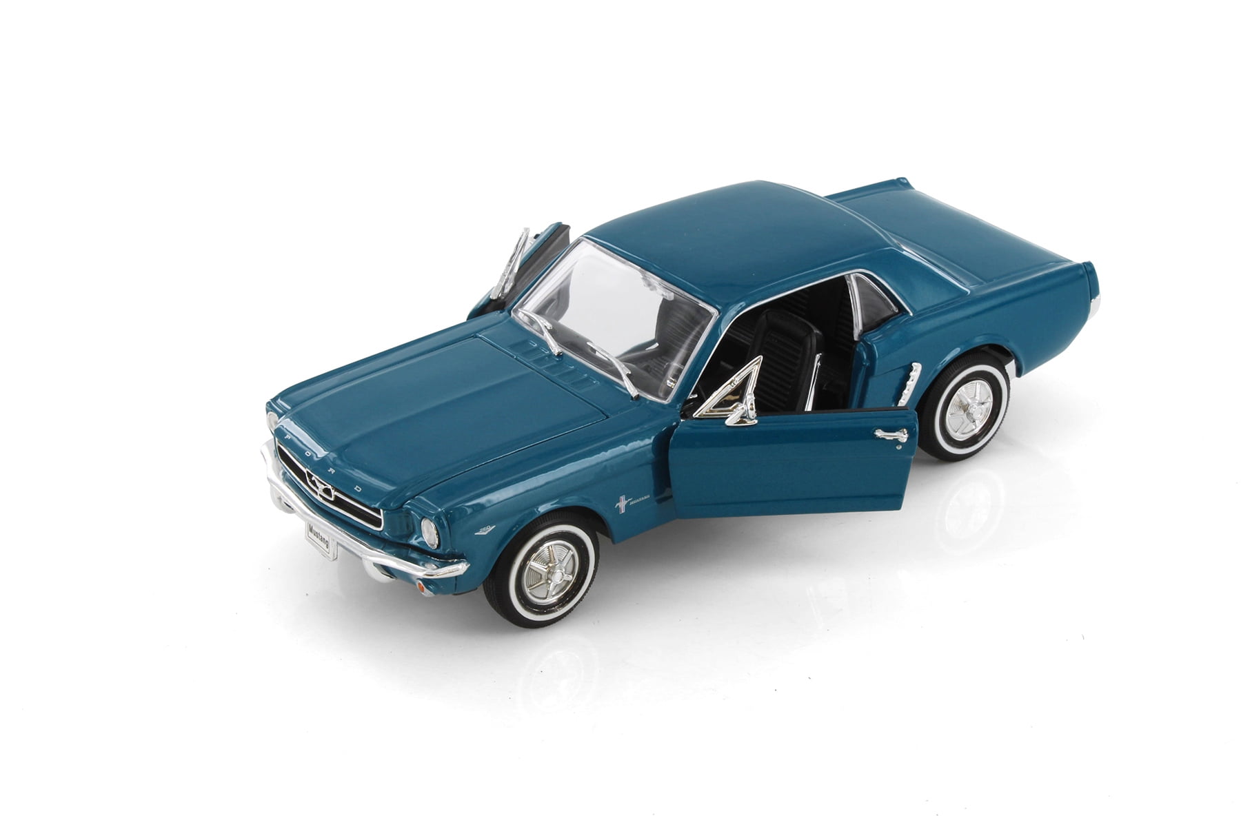 1964 Ford Mustang Coupe (1964.5), Metallic Turquoise Blue - Welly 22451/4D - 1/24 Scale Diecast Model Toy Car (Brand New but NO BOX)