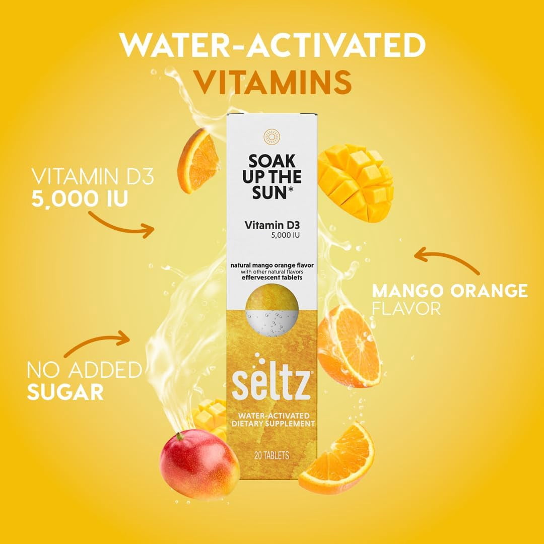 Soak up The Sun (Vitamin D3) - Seltz® Water-Activated Effervescent Vitamins - 6 Packs x 20 Tablets Each