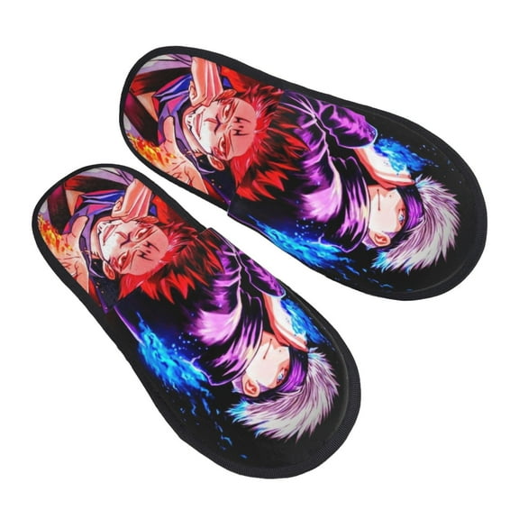 Jujutsu Kaisen Satoru Gojo Furry Slippers For Men Women Fuzzy House Slippers Winter Anti-Slip Indoor And Outdoor Slip On Shoes Medium