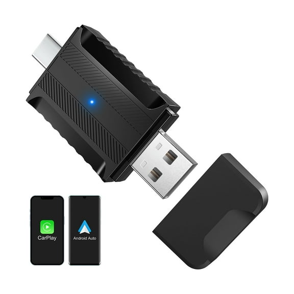 2 in 1 carplay Wireless Adapter & Mini Android Auto with Fast Stable Connection, Wired to Wireless Auto Car Adapter, Compatible with iphone10  & Cars from 2016 (Black)