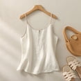 thumbnail image 2 of Tank Tops for Women, Solid Cotton Linen Fresh Embroidery Sleeveless Casual Trendy Camisole Vest, 2 of 3