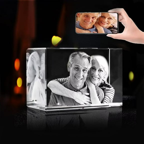 AISENIN Personalized 3D Engraved Crystal Photo Custom 3D Photo Crystal Laser Photo Etched Engraved Inside Crystal with Picture Photograph 3D Glass Picture Cube Gift Idea
