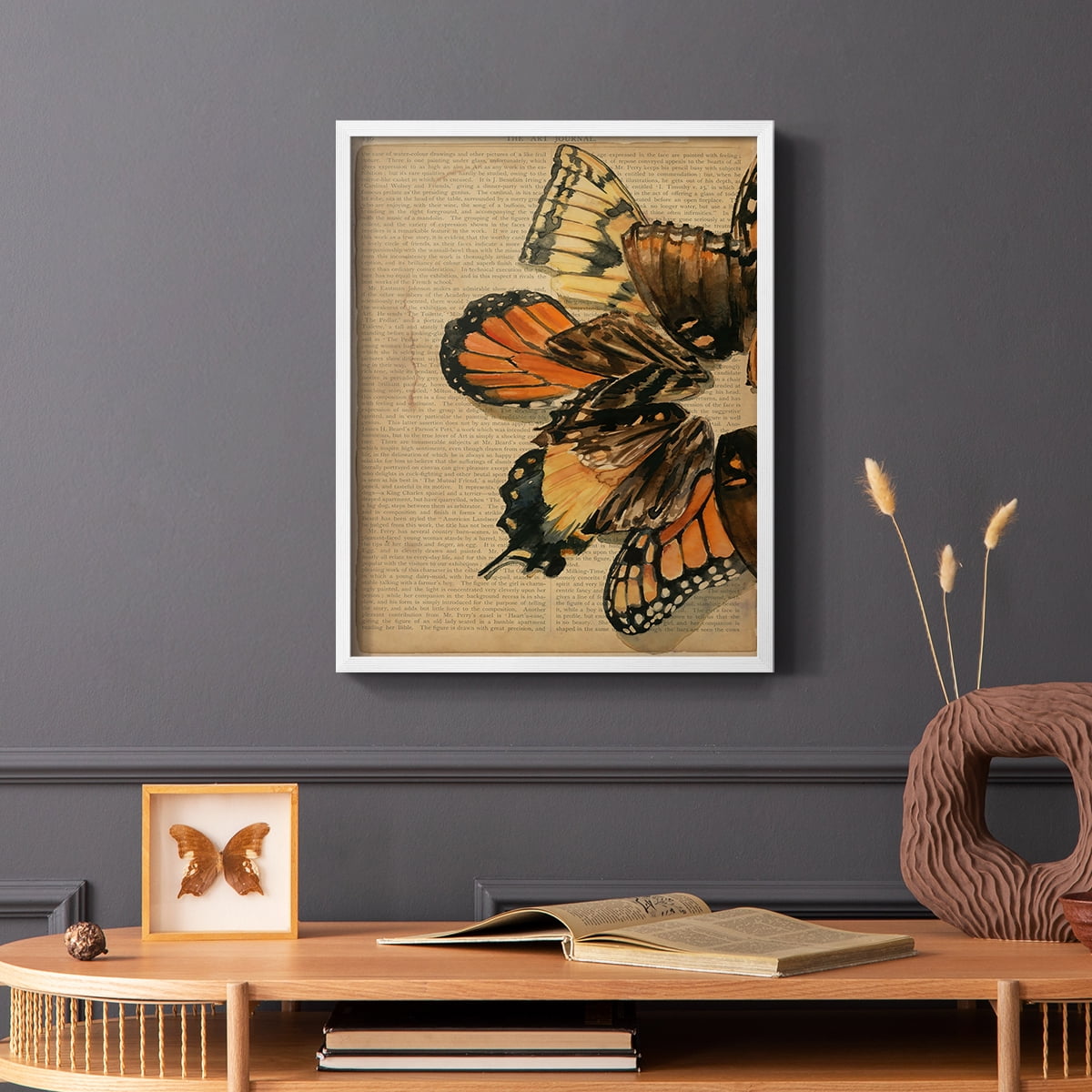 Winged Wreath II Framed Print - Solid Wood in Single Picture Frame Solid Wood 2 Framed Print