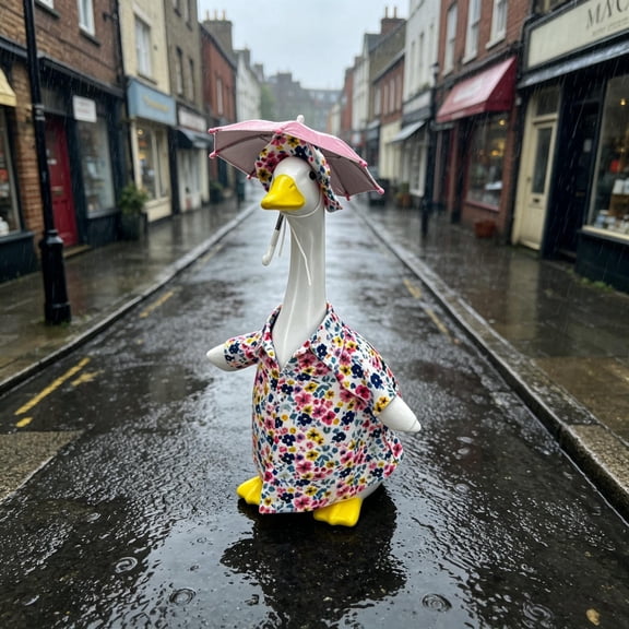 AuroraX Porch Goose Outfits 19 inch Raincoat Porch Goose Clothes Set 23" Pattern Summer Outdoor Lawn Garden Decor Goose Decor Pink