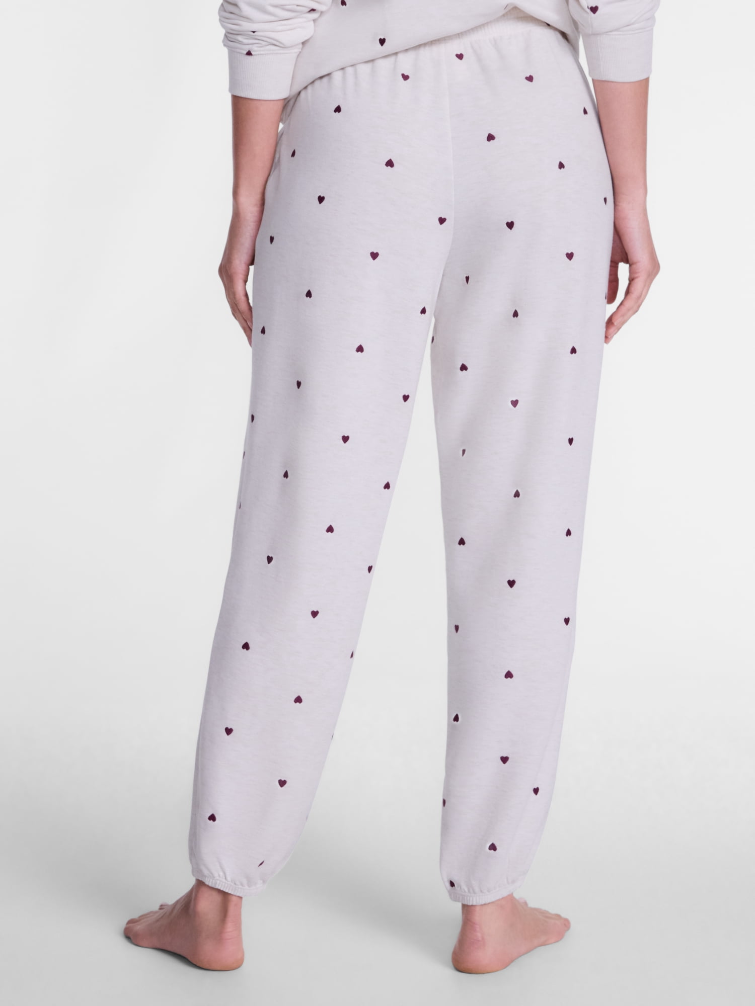 Joyspun Women's Fleece Sleep Pull On Jogger with Embroidery, Sizes XS to 3X