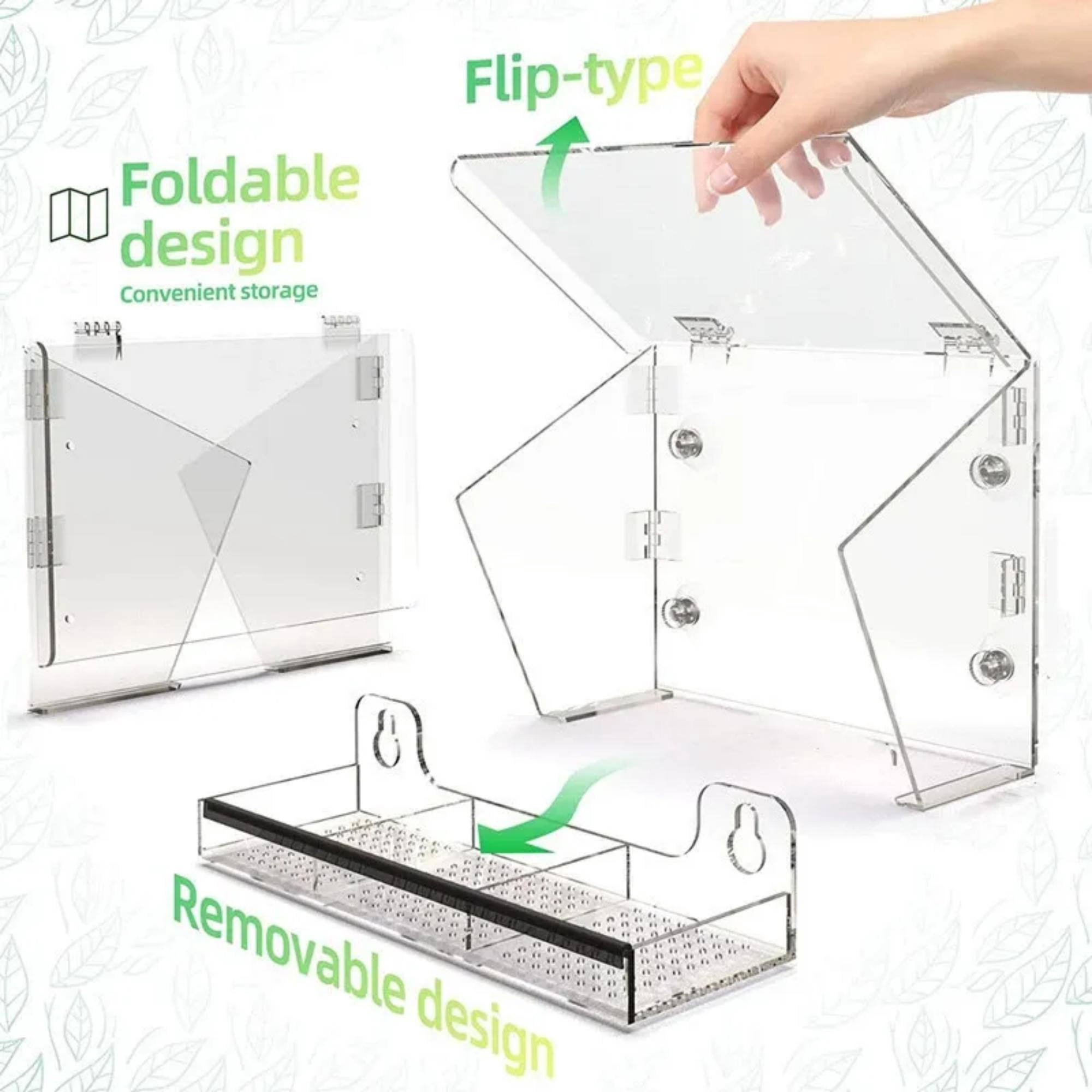 Window Bird Feeder with Strong Suction Cups – Acrylic Birdfeeder for Outdoor Wild Bird Viewing, Mounts on Window, Wall, or Bird Pole