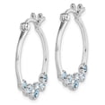 thumbnail image 2 of Primal Silver Sterling Silver Rhodium-plated Blue Crystal Hoop Earrings, 2 of 5