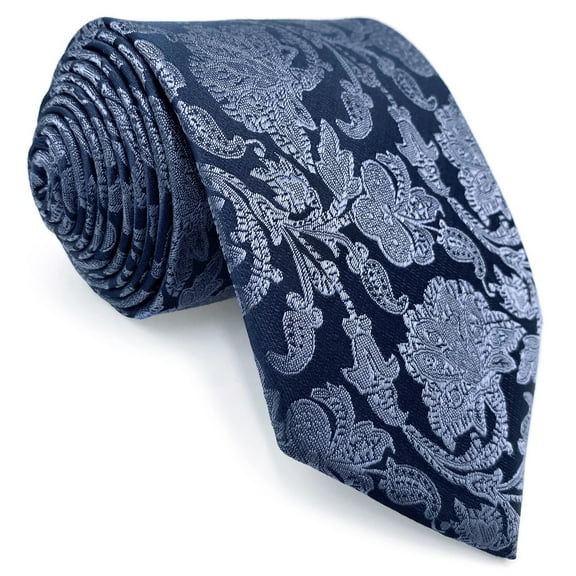 Neckties for Men Steel Blue Space Blue Floral Pattern Tie Satin Classic Size 57.5"×3.15"