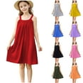 thumbnail image 1 of NJDVHB Robe d'Été pour Tout-Petit, Robe de Plage pour Fille, Robe de Fête pour Filles, Robe Décontractée Sans Manches Extensible pour Enfants, Robe à Bretelles en Ligne, Rouge, 110, 1 of 5