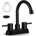 thumbnail image 2 of 4 Inch 2 Handle Centerset Matte Black Modern Bathroom Faucet 360 Swivel Spout Bathroom Vanity Sink Faucet with Pop Up Drain and Water Supply, 2 of 16
